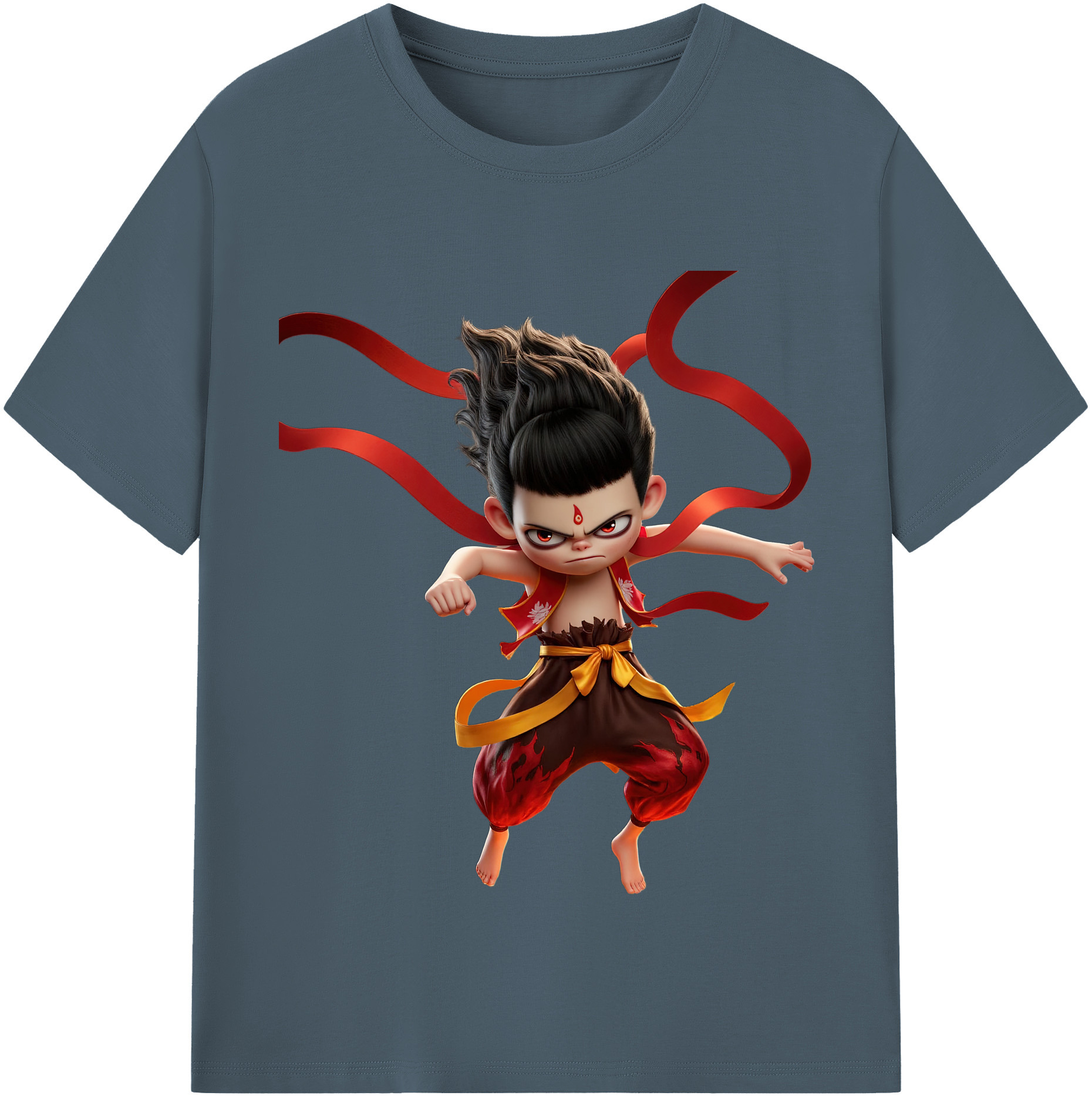 （画像用） Ne Zha 2 ナタ 魔童の大暴れ 綿100％半袖Tシャツ（フロントプリント）